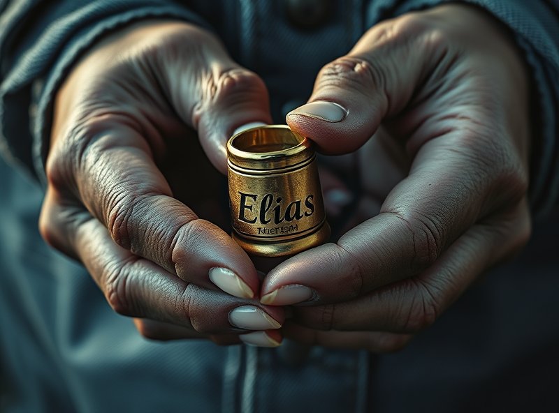 The narrator mending Elias's coat, the thimble heavy with memory.