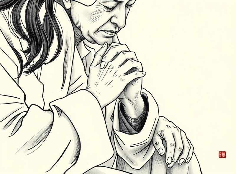She comforting Mara by touching his wrist.
