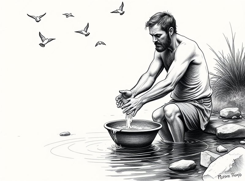 Washing hands and watching birds fly away