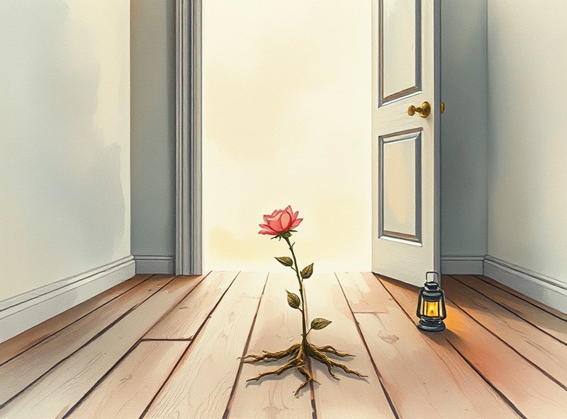 Entering the room and finding the single rose.